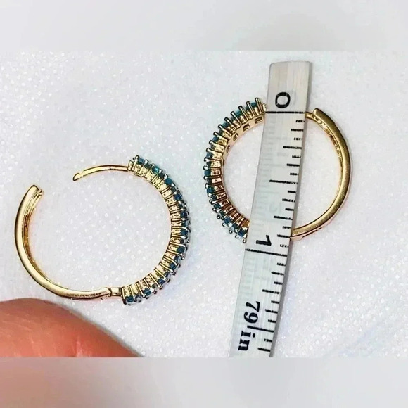 🪼 Medical Gold & Sky Blue CZ  stones earrings 🪼 - Picture 6 of 6